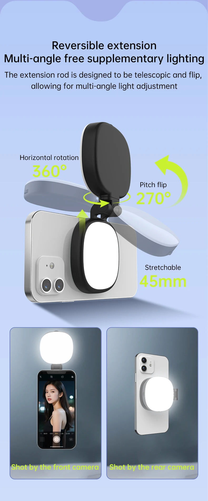 GlowSnap Magnetic Selfie Light & Phone Mirror